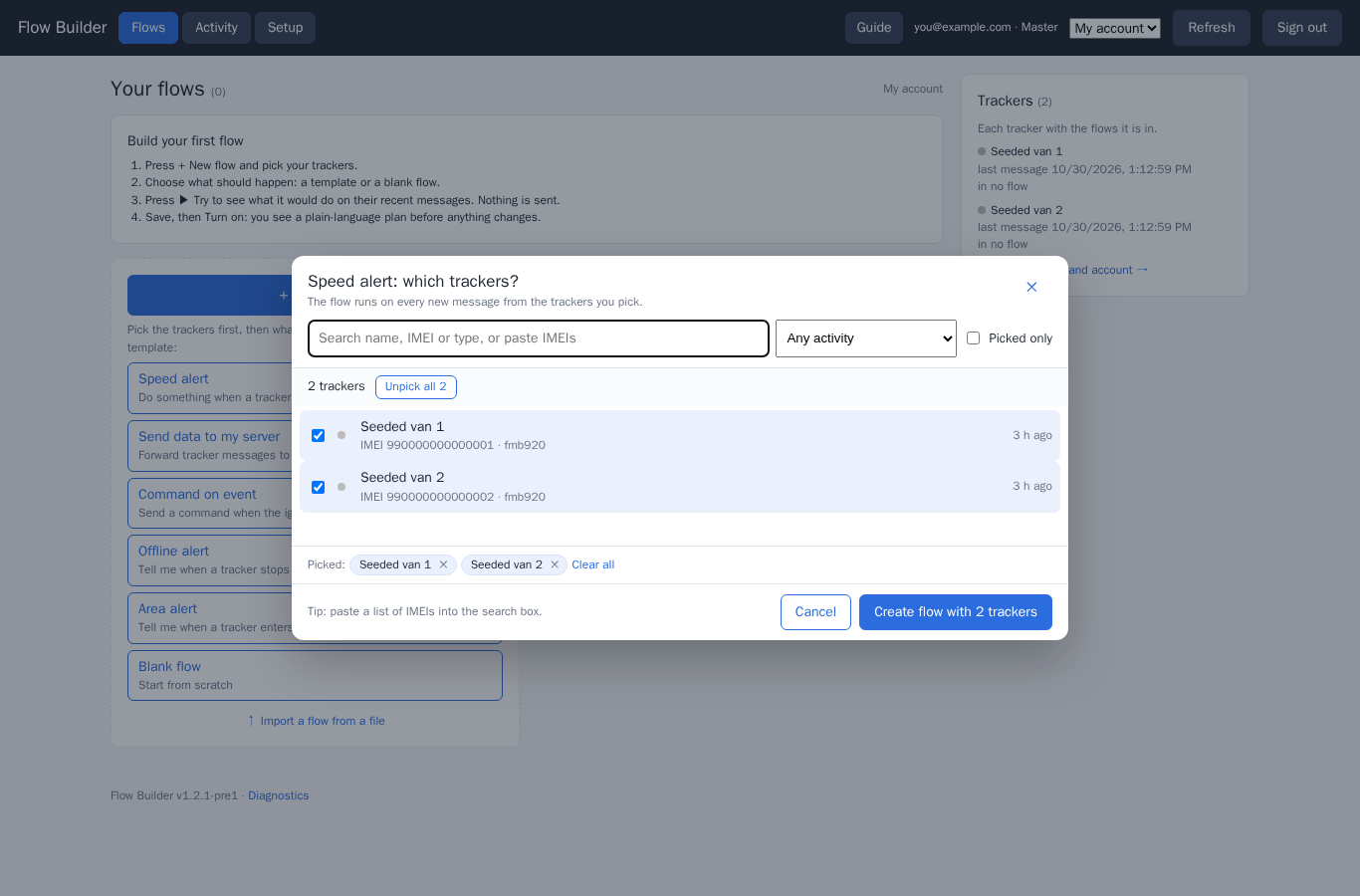 choosing trackers for a new flow